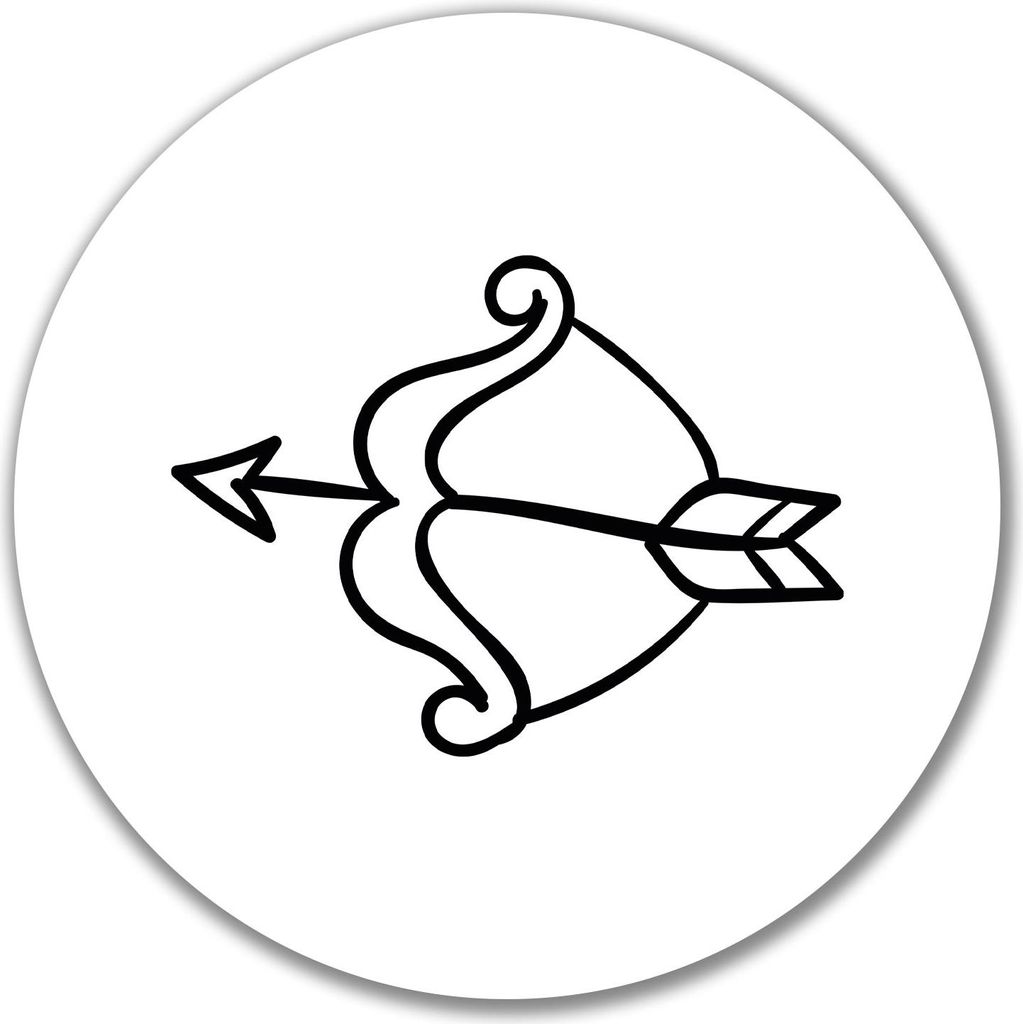 Huuraa Aufkleber Amors Pfeil Bogen 10cm rund Sticker Geschenkidee