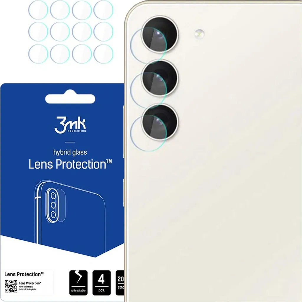 Vetro Ibrido 3mk Lens Protection Samsung S23 5G - Kit 4 Pezzi
