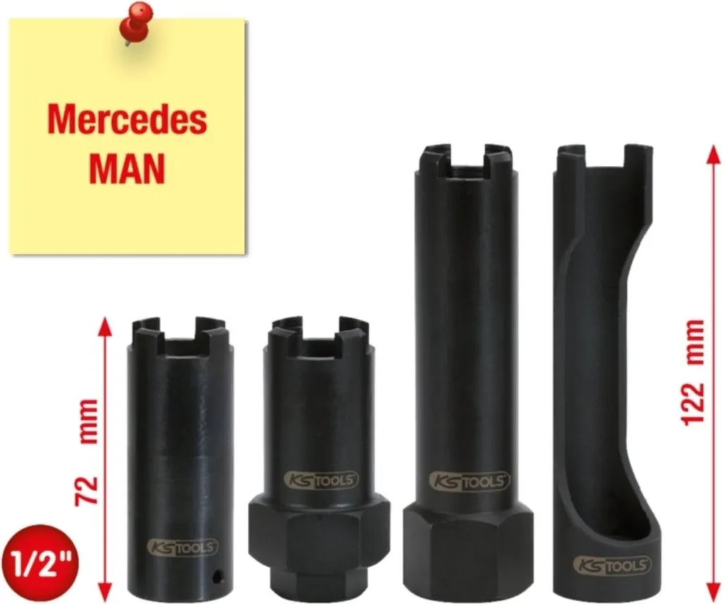 KS TOOLS 455.0000 Jeu de 4 douilles pour vis de pression Mercedes et MAN