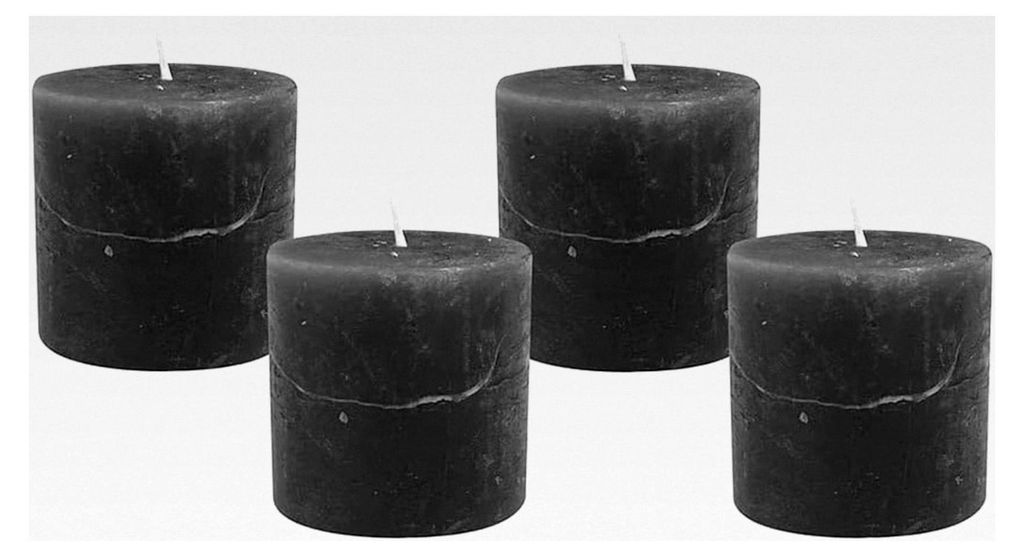 4 Rustic Stumpenkerzen Premium Kerze Anthrazit 5x5cm - 15 Std Brenndauer