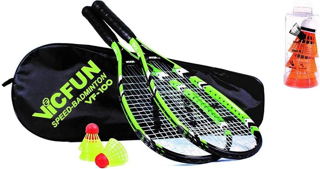 Vicfun Speed Badminton 100 Premium | Speedbadminton Badmintschläger Badmintonbälle Badmintonhülle