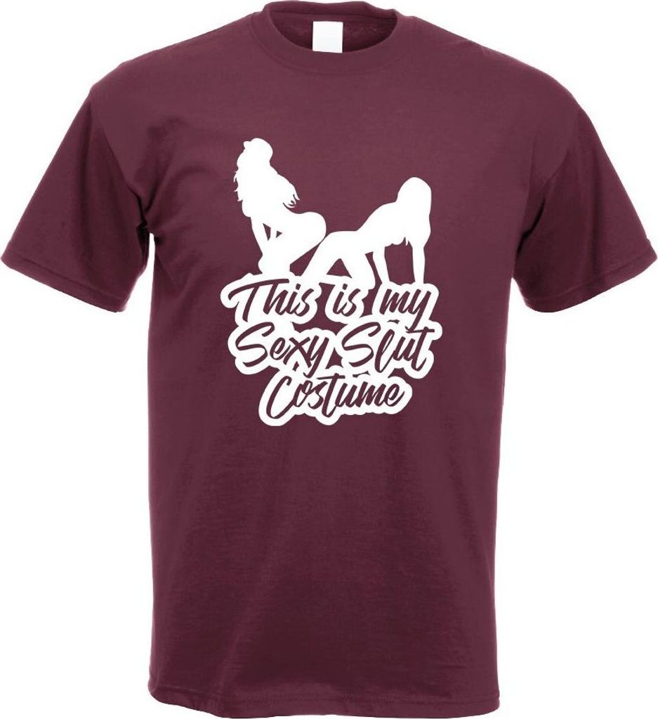 Kiwistar - T-Shirt - Burgund - This is My y Slut Costume Motiv Bedruckt Funshirt Design Print - mit Motiv Bedruckt - Funshirt Design - Sport - Frei...