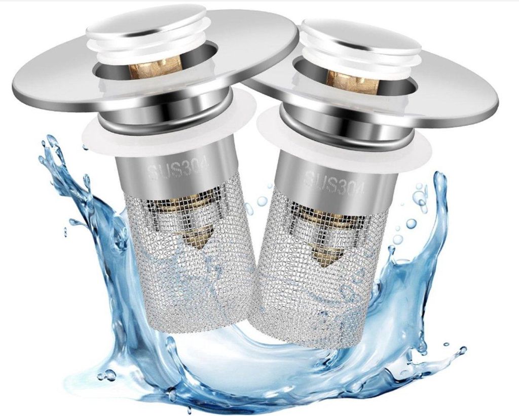 2er Waschbecken Abflussstopfen Pop-Up Sieb Haarfänger Universal