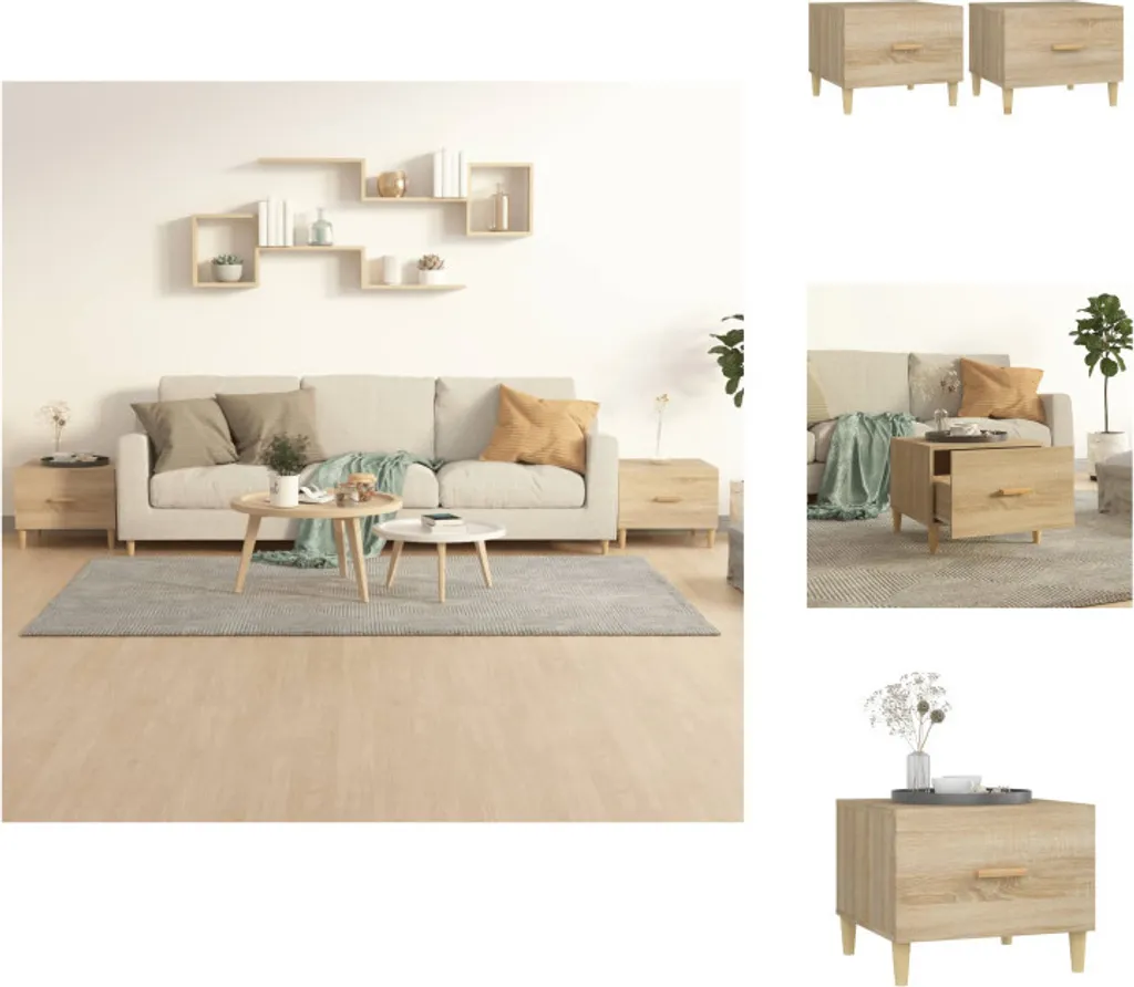 vidaXL Set 2 Tavolini da Salotto Rovere Sonoma - Arredo Living 50x50