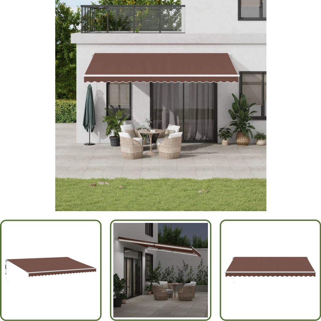 The Living Store Markise Manuell mit LED Braun 500x300 cm