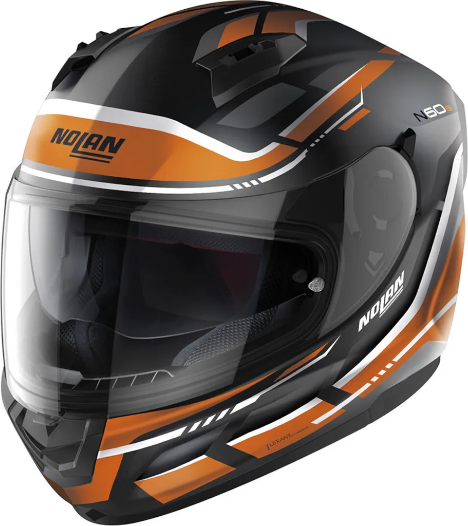Casque de moto intégral Nolan N60-6 Lancer Noir Mat et Orange en L