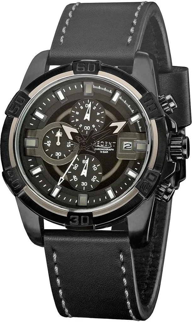 Montre pour homme Regent Modèle HL-8014 - Boîtier Acier et Cadran Noir