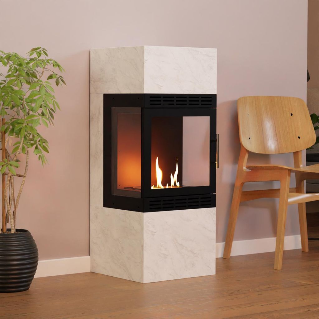 GLOW FIRE Ethanol Kamin 'Odda Vision' | Ethanolofen in weiß mit 3 Std. Brenndauer und 3 KW Heizleistung | BxHxT: 70x90x43 cm