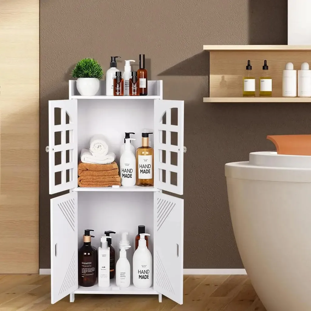 Meuble de rangement colonne pour salle de bain avec porte - Série Pure