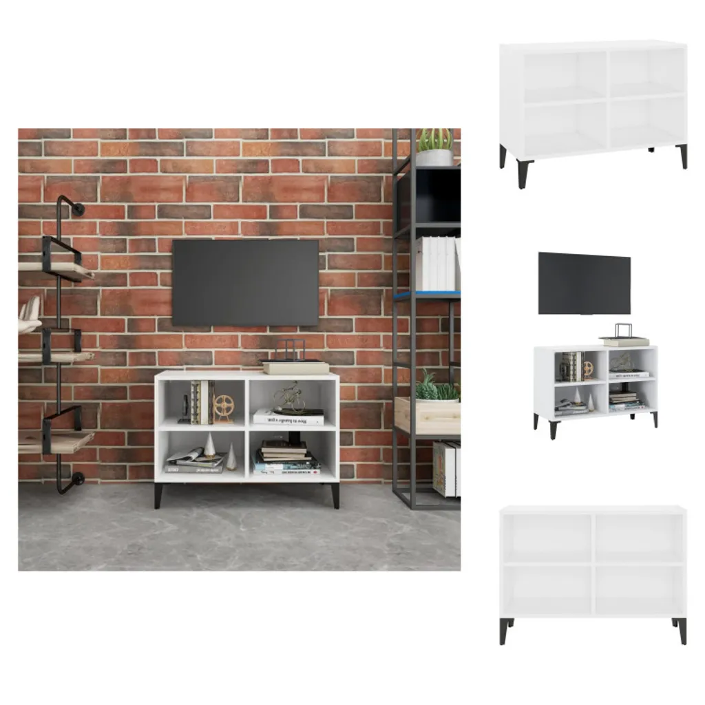 mobile TV vidaXL con gambe in metallo bianco 69,5x30x50cm - Mobili TV