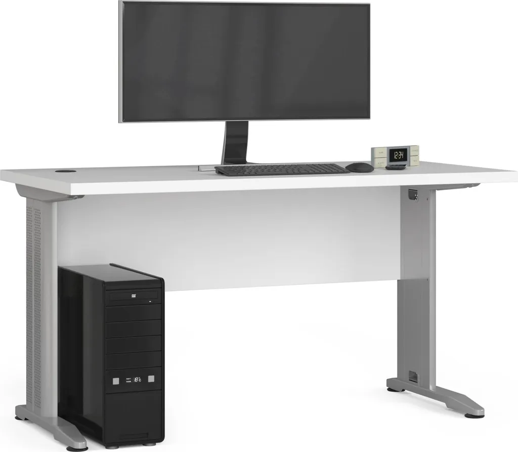 Grand bureau de travail 135 cm BM-135 blanc pour ordinateur et setup