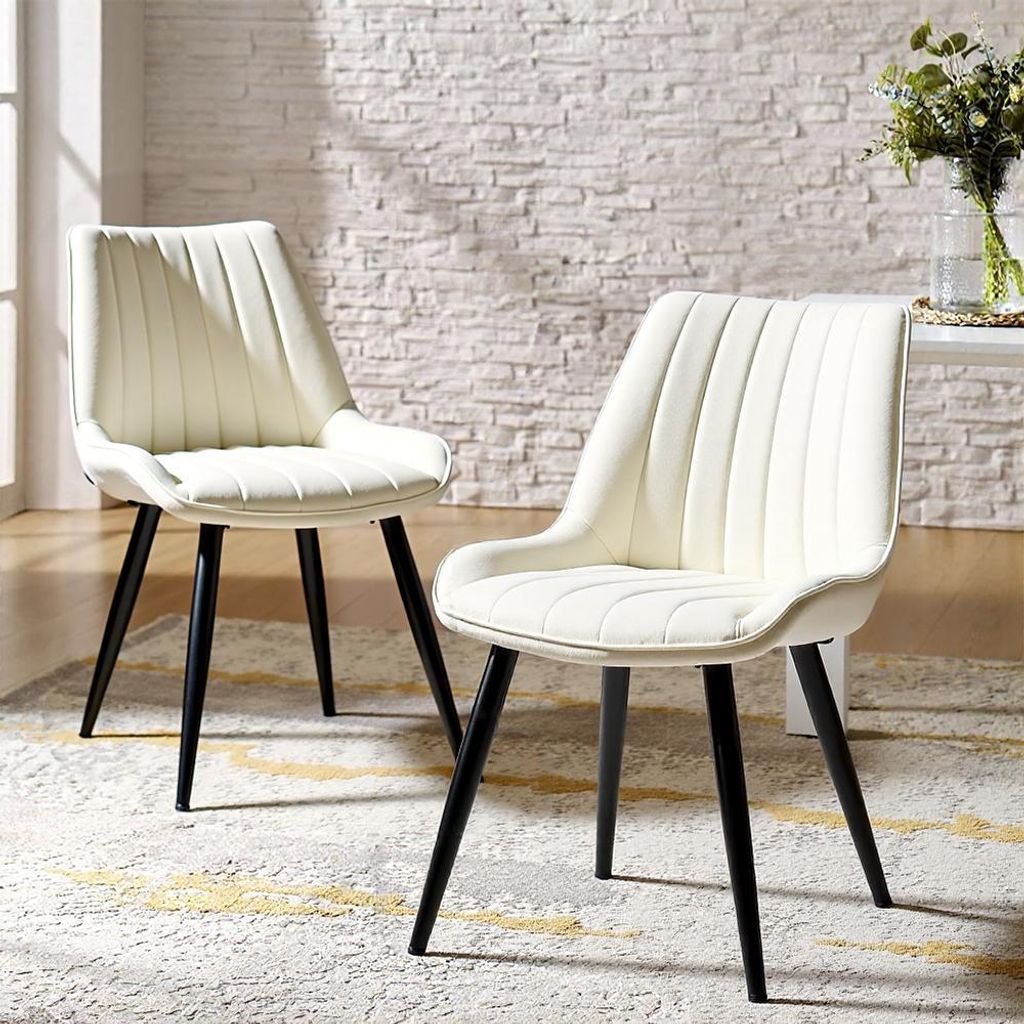 2er. Set Weiß Esszimmerstühle Wohnzimmerstuhl Küchenstuhl Design Lounge Stuhl Samt