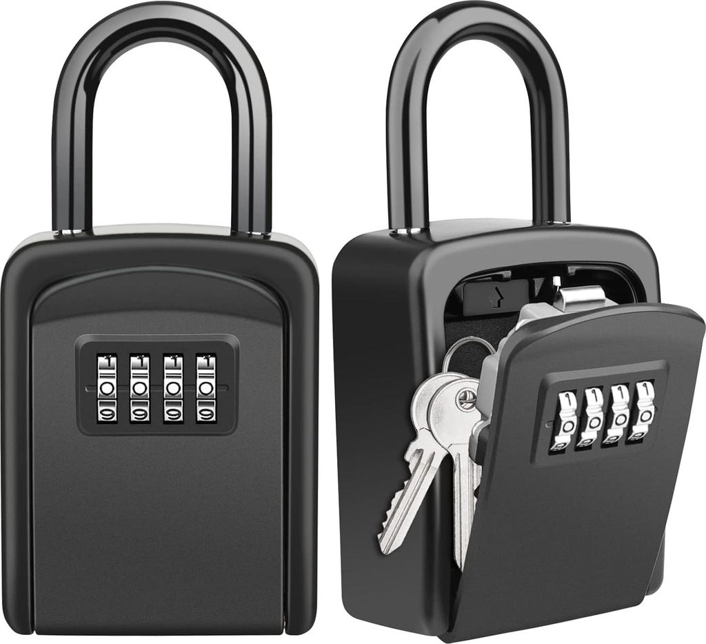 Haken Schlüsselbox Set von 2 - 4-stellige Kombination Schlüsselkästchen Aufbewahrungsschloss Innen Außen Garage Schule