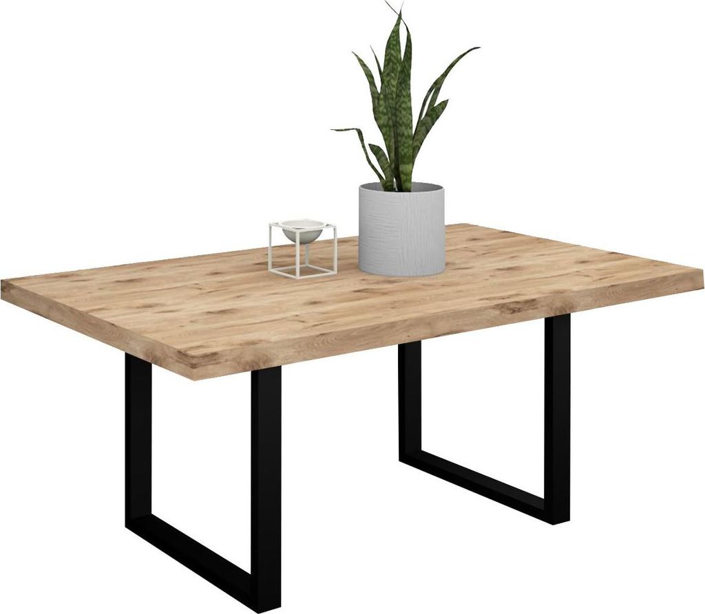 Esstisch Elgin 3 175x80x100 Metall+Holzwerkstoff Schwarz/Viking Oak