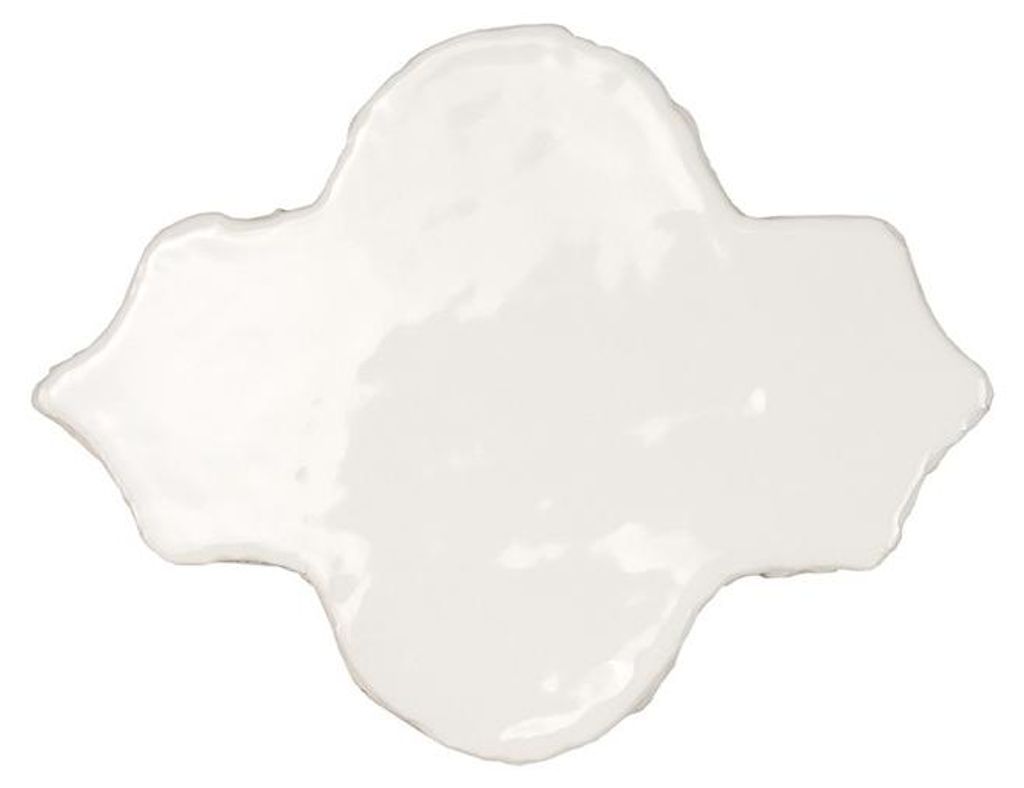 Vitri Fliese mit Arabesken-Muster aus glasierter Terrakotta, Weiß