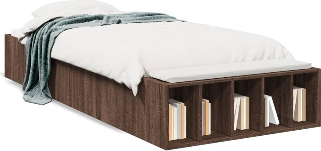 vidaXL Bettgestell Braun Eichen-Optik 90x200 cm Holzwerkstoff