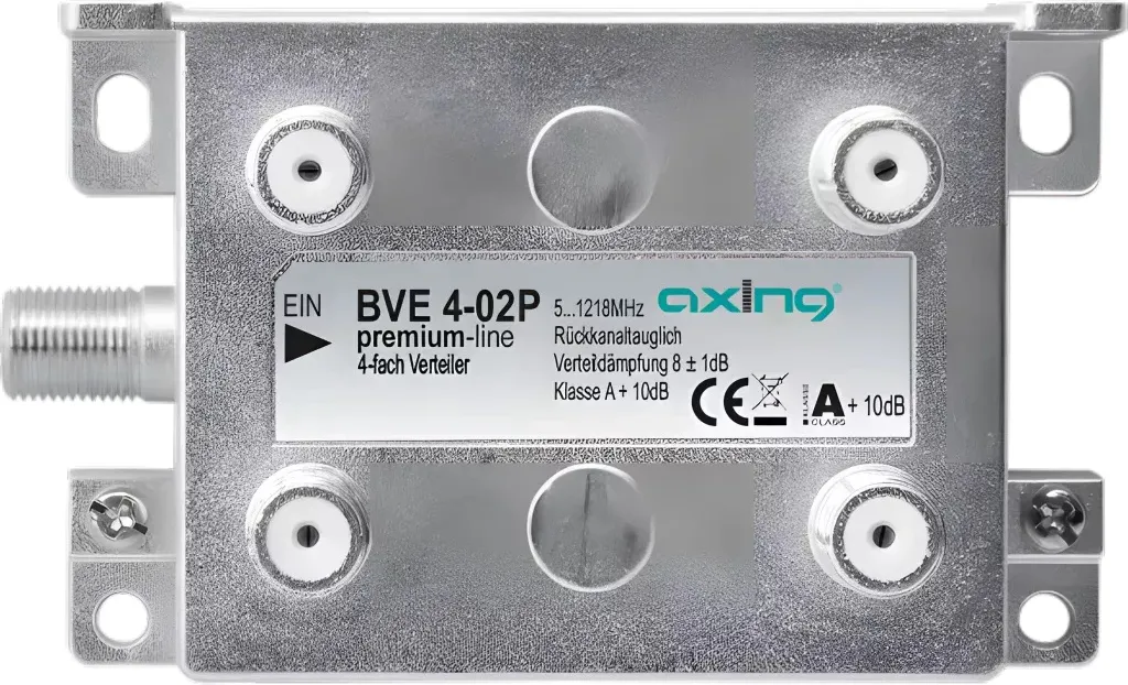 Séparateur TV Axing BVE 4-02P Classe A 5-1218 MHz Haute Performance Gris