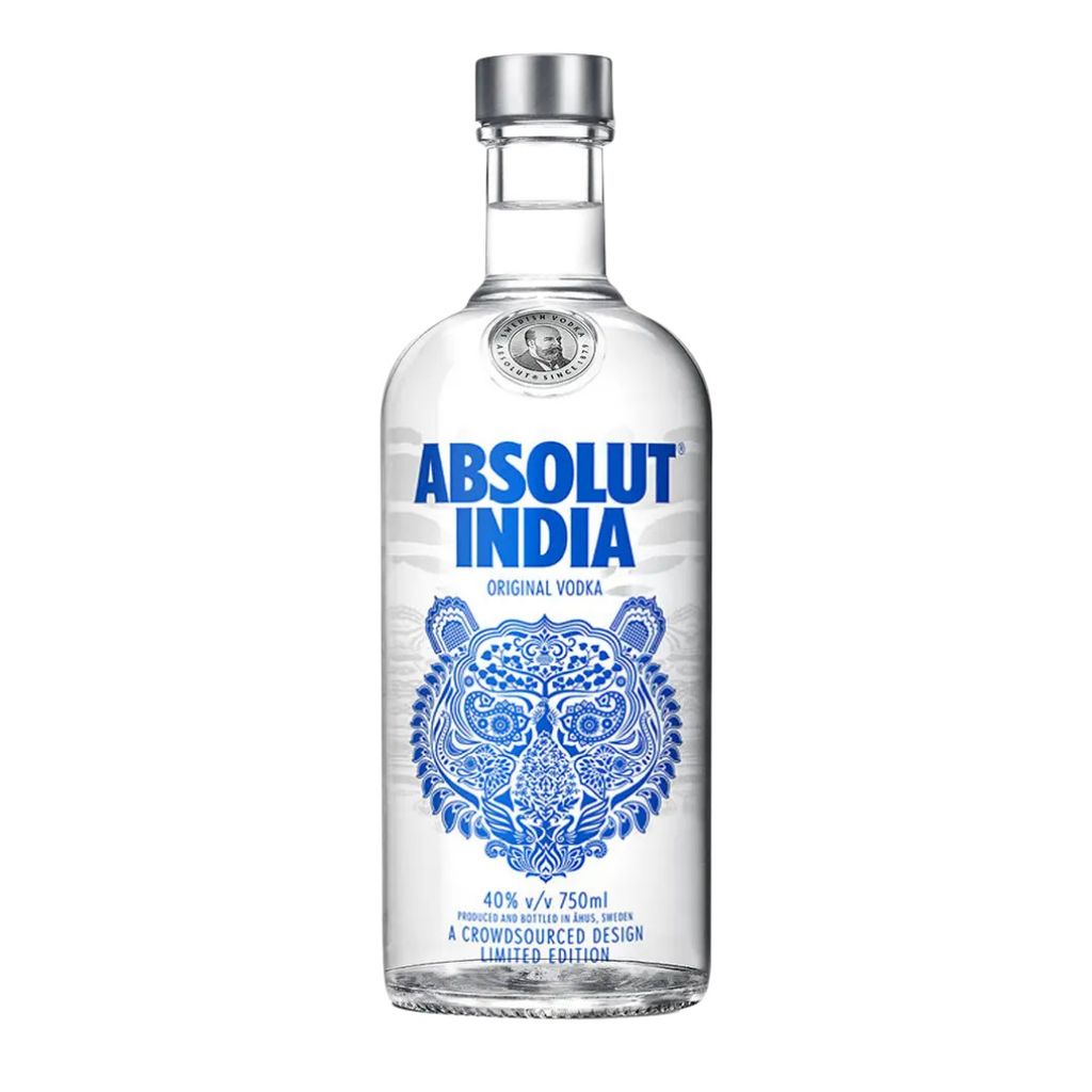 Absolut Vodka India V2 0,75L – Limited Edition 2018 - Künstlerflasche von Ajay Boga mit Tiger-Motiv - Sammlerflasche aus Schweden - Sammler Wodka