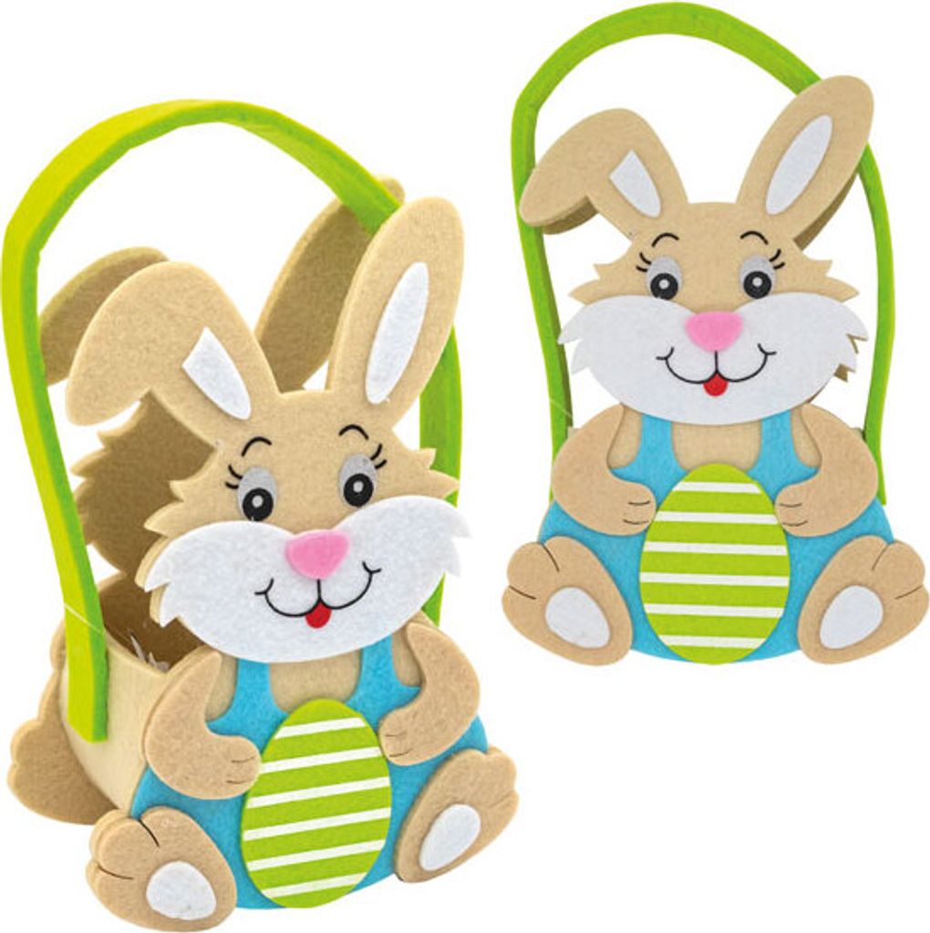 Iden HAN-113009 - Osterkorb Hase 13 x 7 x 20cm Filz