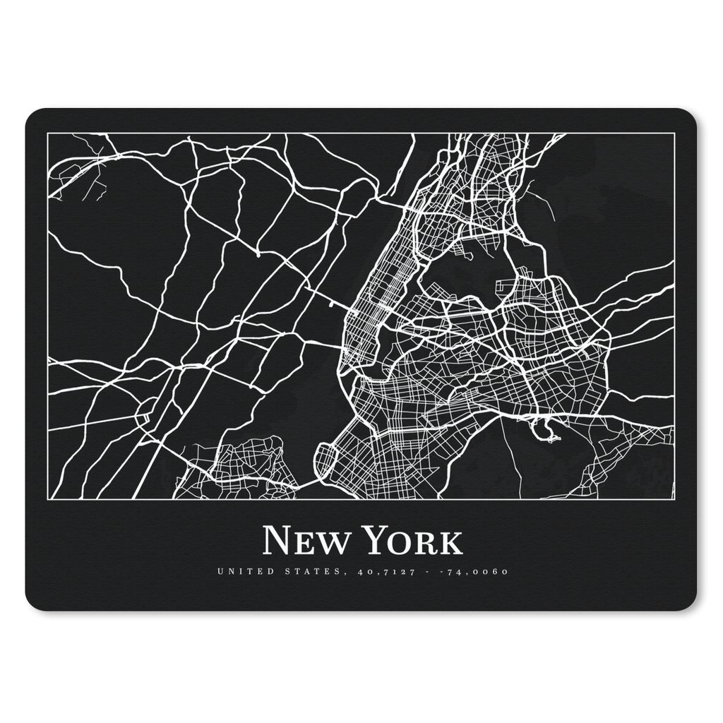 MuchoWow Mauspad Mousepad Karte - New York - Stadtplan - Karte 40x30 cm - Mousepads - Maus Mat - Pad - Mausunterlage - Anti Rutsch