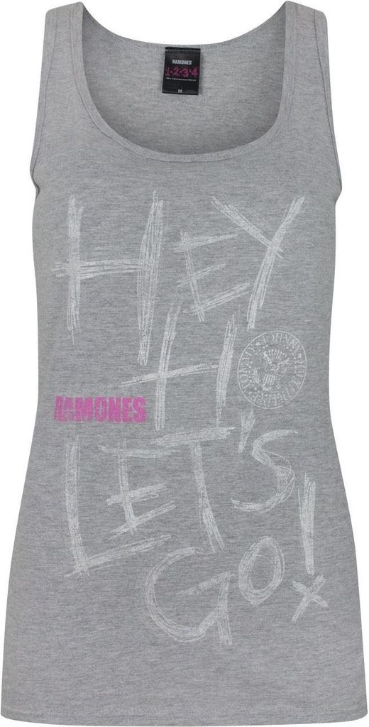 Damen Ramones-Tanktop mit Aufschrift Hey Ho NS4561 (M) (Grau)