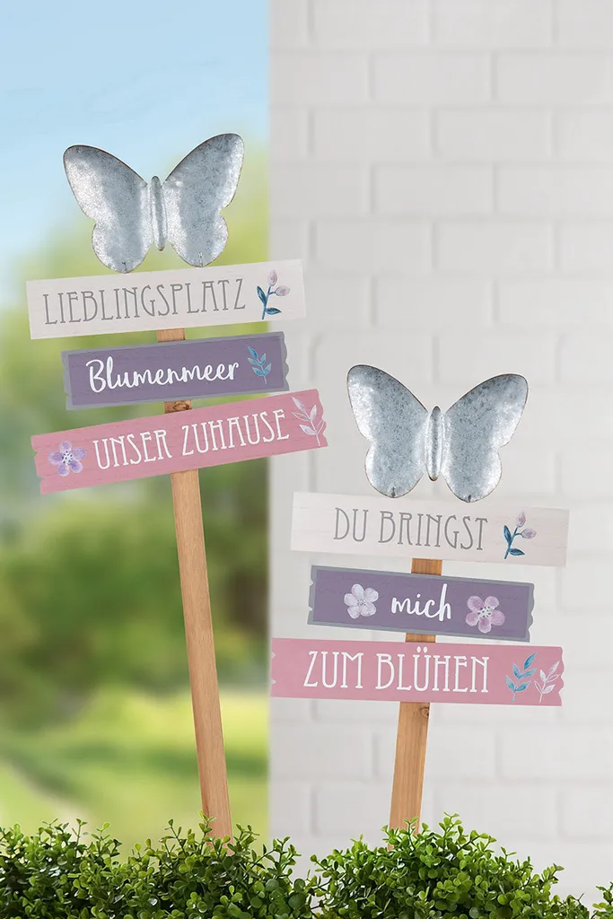 Gilde MDF Piquet de Jardin Schmetterling VE 4 Décoration Papillon