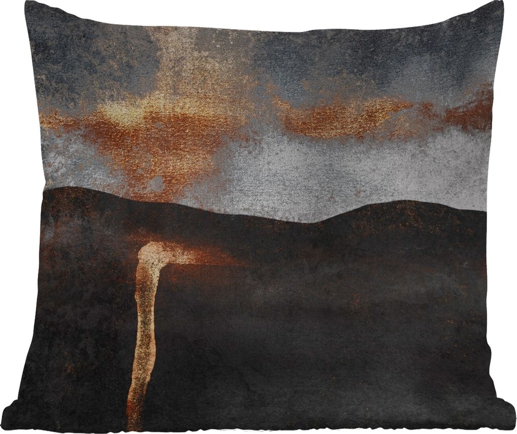 MuchoWow Outdoor Kissen - Abstrakt - Gold - Chic - Schwarz - Grau - 60x60 cm - Wetterfest - Lounge Kissen - Dekoration - Schlaf Kissen