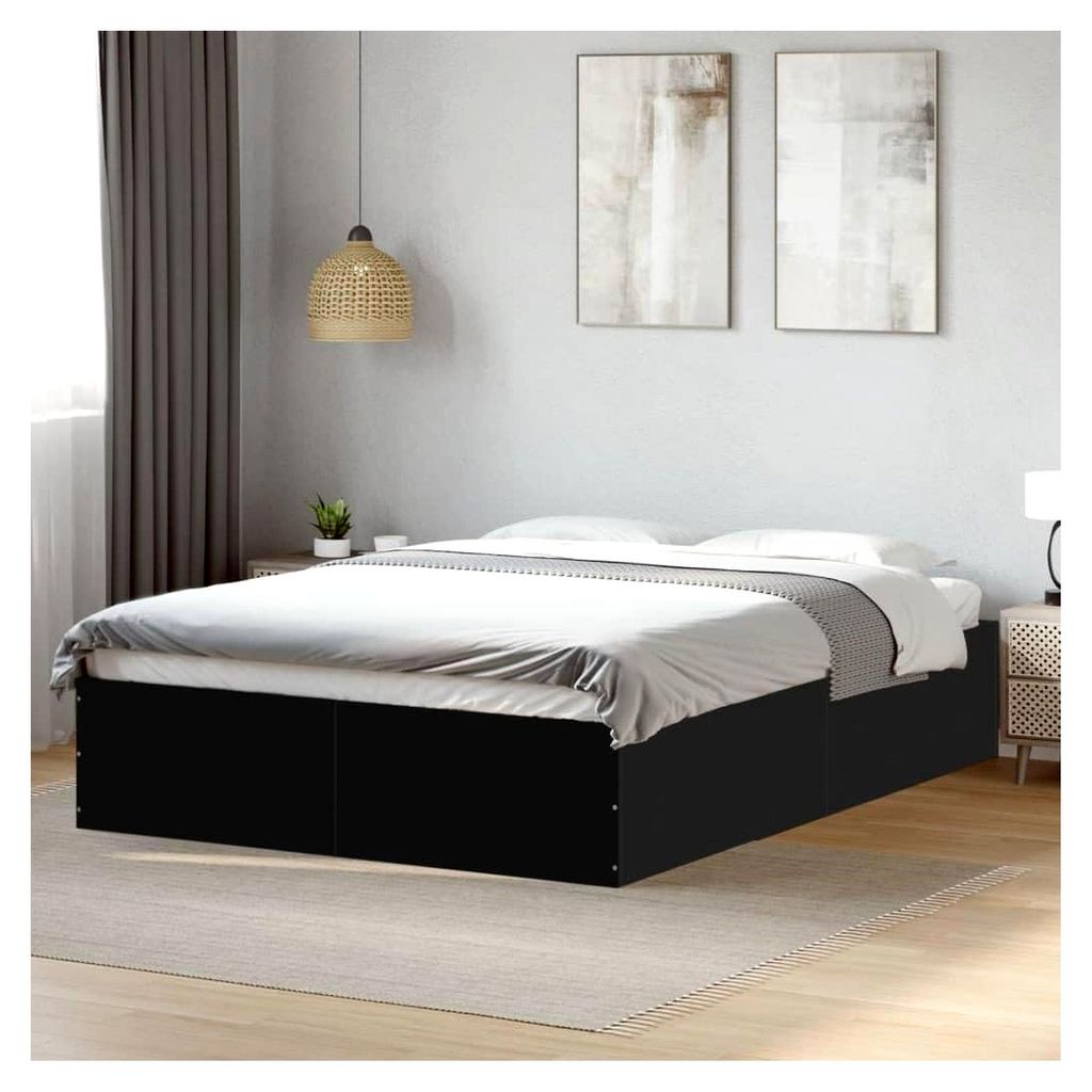 Bettgestell Schwarz 120x190 cm Holzwerkstoff