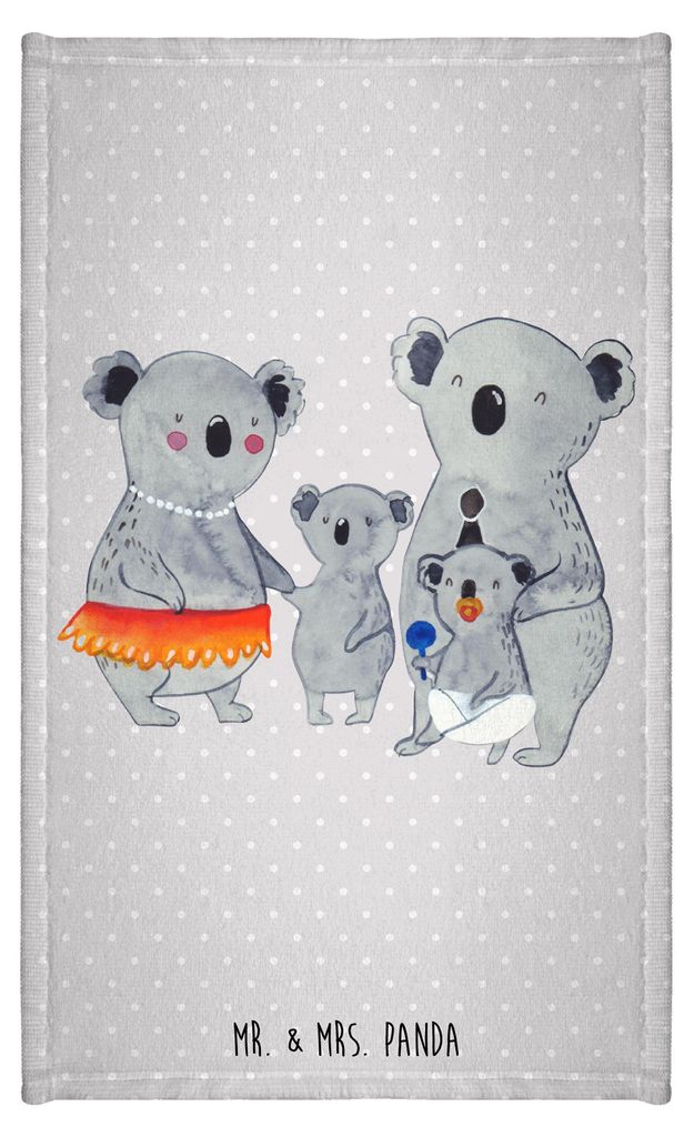 Mr. & Mrs. Panda Handtuch Koala Familie - Grau Pastell - Geschenk, Muttertag, baumwolle, Frotteehandtuch, Family, Mama, Frotteetuch, Geschwister, K...