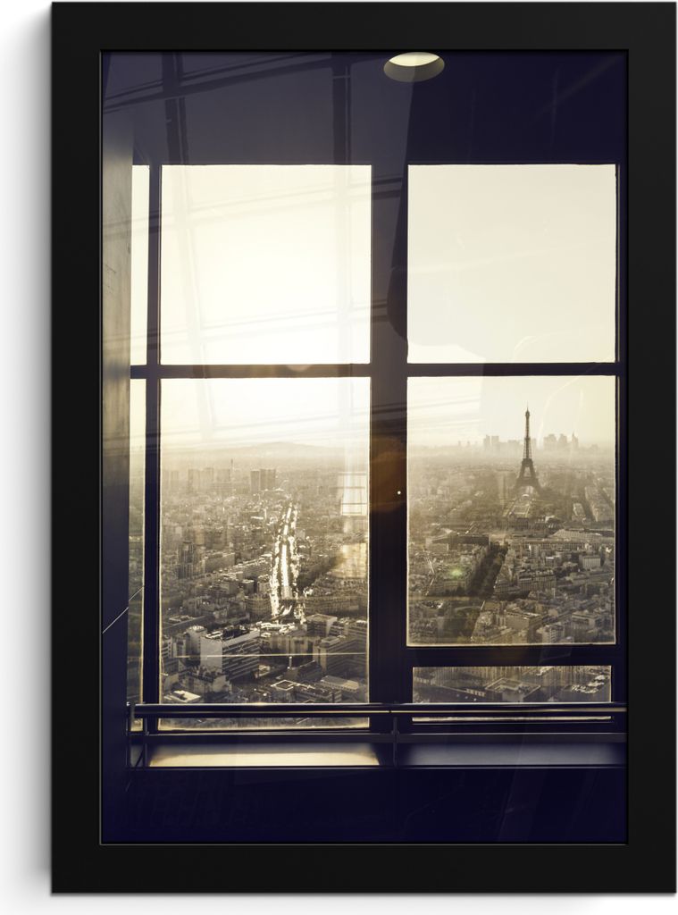 MuchoWow MuchoWow Gerahmtes Poster Blick auf den Eiffelturm und Paris 20x30 cm - Poster mit zchwarzem Bilderrahmen - Drucken - Bilder Poster im...