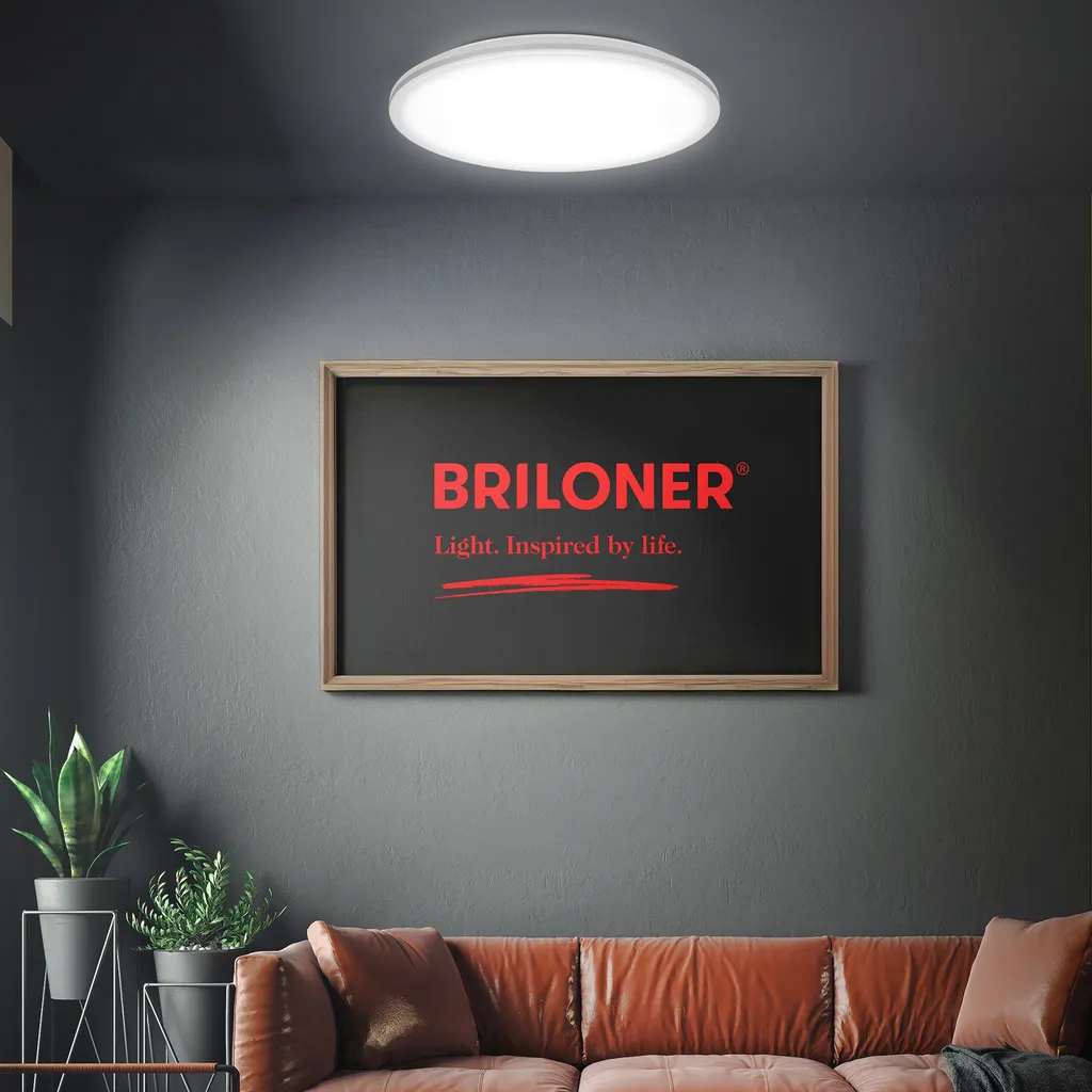 Plafonnier LED Briloner Pulup Ø49cm CCT avec Télécommande Chrome Mat - 6