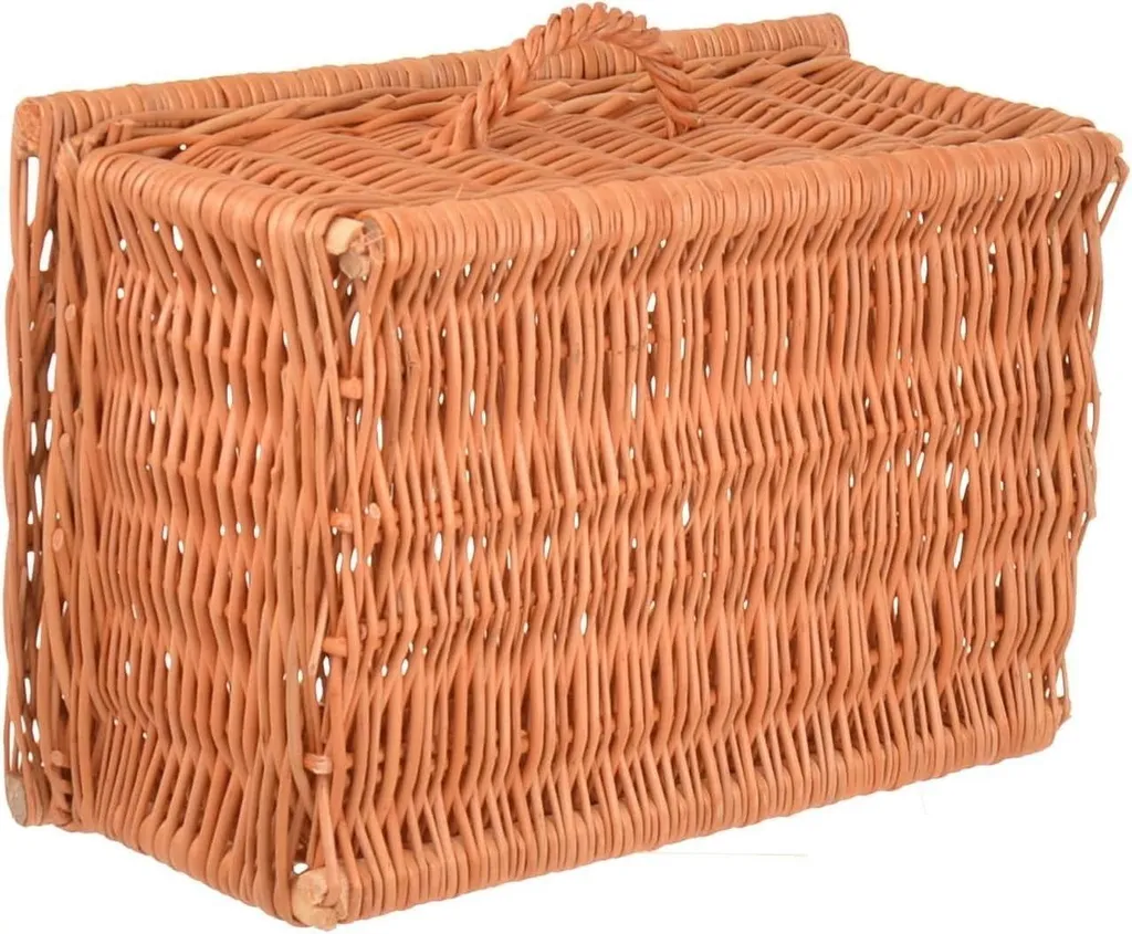 Panier de rangement en osier de 40 cm avec couvercle rabattable