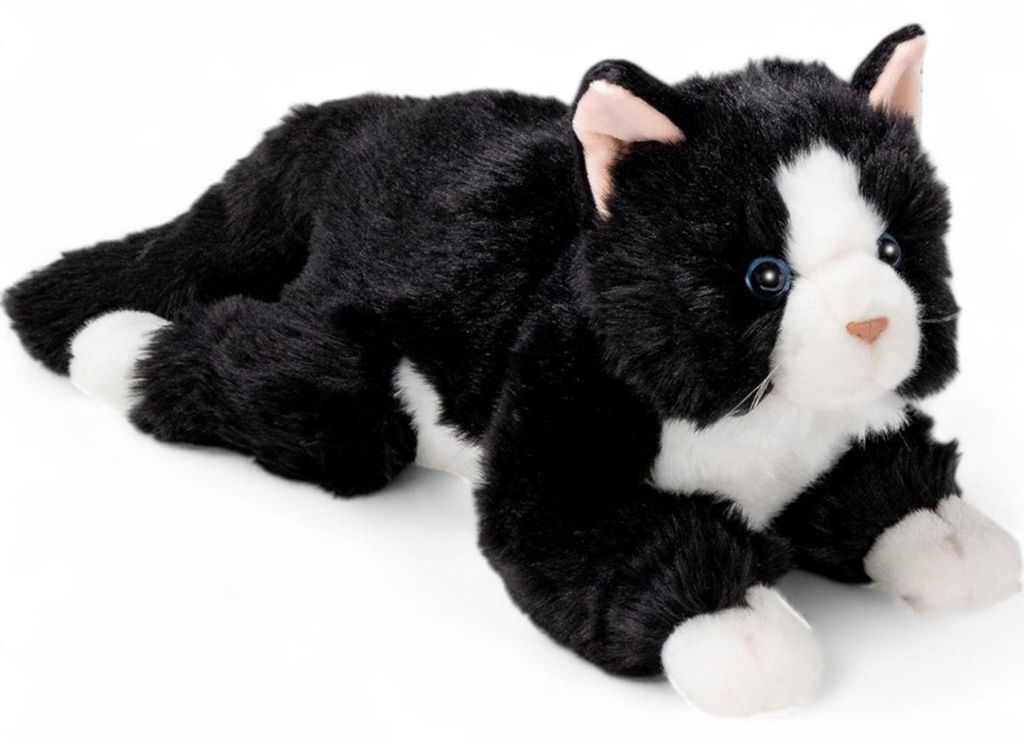 Carl Dick Chat couché, noir et blanc, env. 30cm, longueur Image du produit 