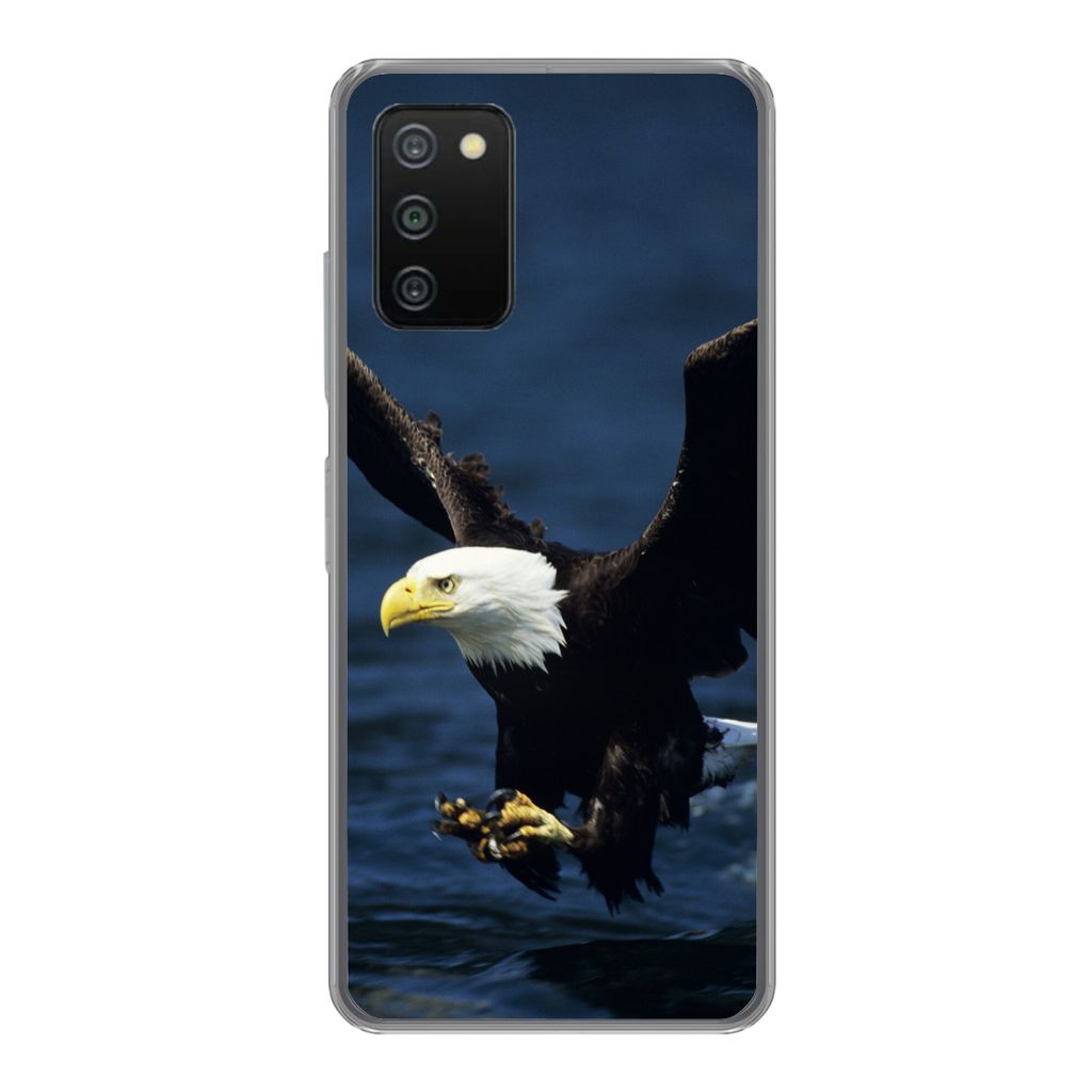 MuchoWow Handyhülle Schutzhülle Hülle für Samsung Galaxy A03s Adler - Nahaufnahme - Wasser Silikon Softcase Handy Hülle - Schutz