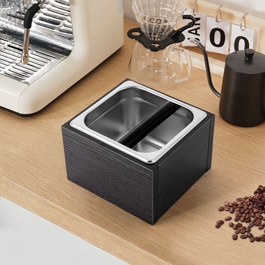 1500ml Klopfbehälter Edelstahl Kaffee-Klopfbox Zubehör (schwarz) für Espresso-Kaffeemaschine
