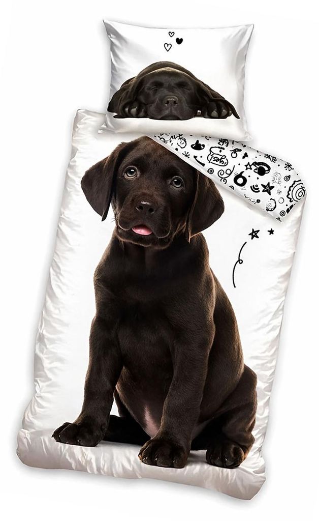 PHU CARBOTEX Baumwollbettwäsche 140x200 Labrador Schwarz Produktbild 