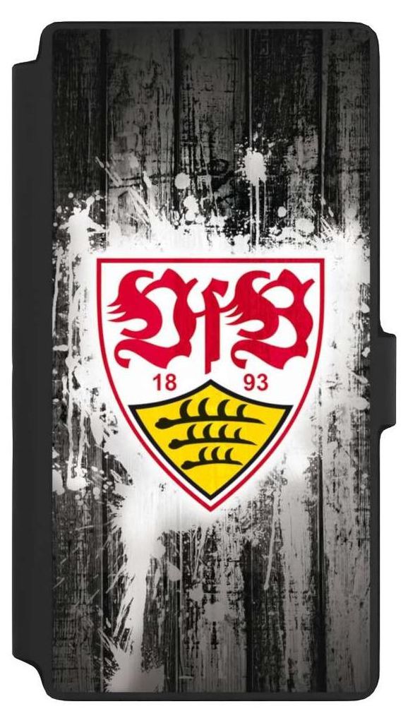 NIVOCASE Klapphülle für Samsung Galaxy S22 Ultra Handyhülle aus Kunst Leder NIVOflip schwarz Bundesliga Offizielles Lizenzprodukt VfB Stuttgart