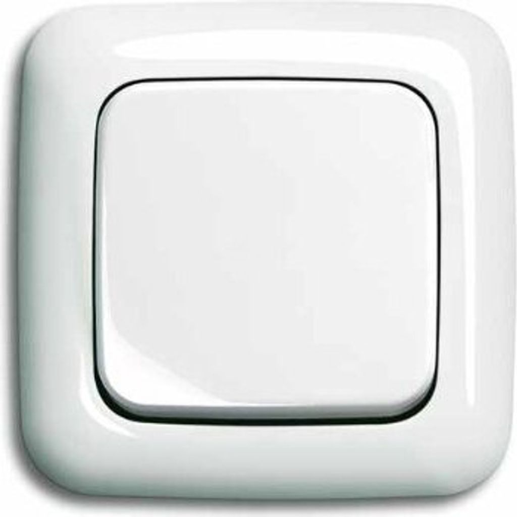 Wechselschalter (An/Aus) Komplett-Set, alpinweiß Rahmen und Schalter (Klein) mit Abdeckung 2506-214 (Busch Jäger)