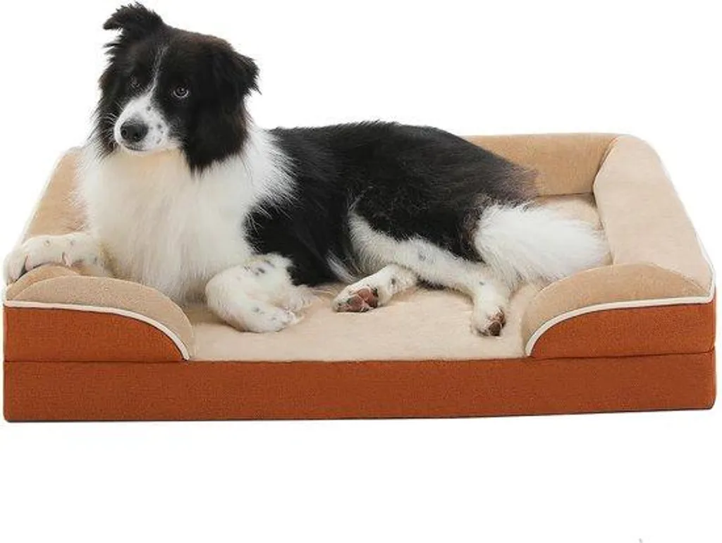 Lit pour chien double couche orthopédique lavable avec housse coton
