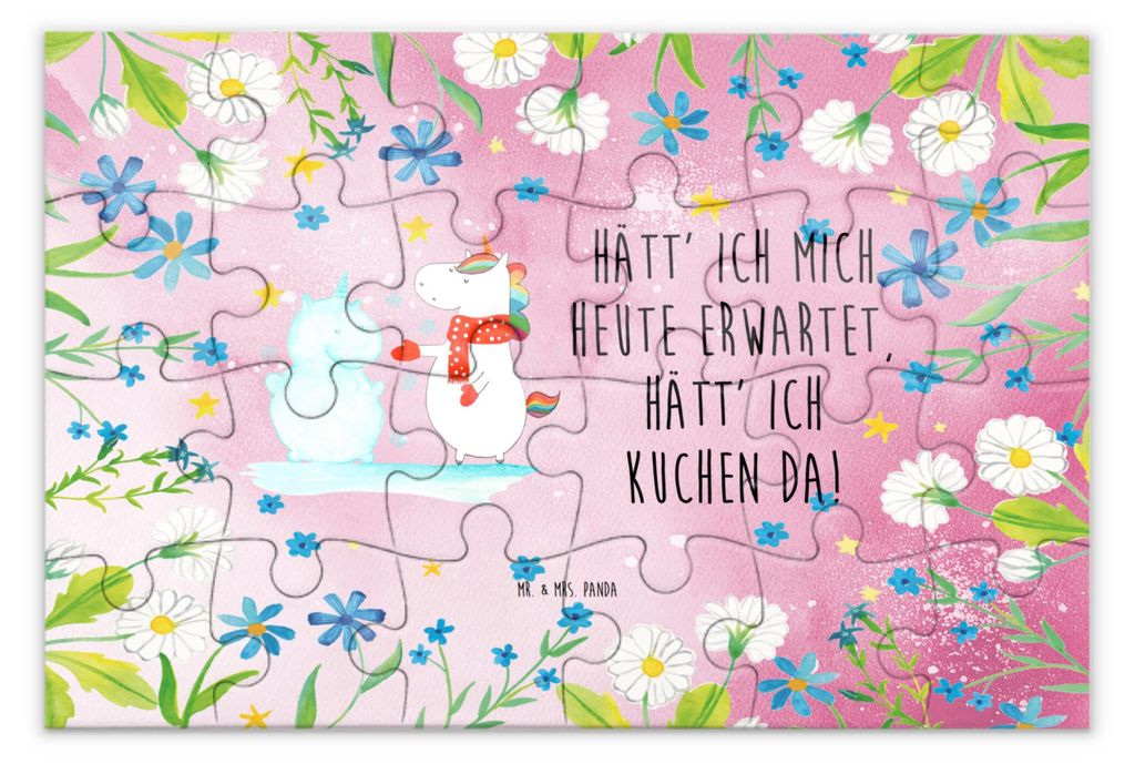 Mr. & Mrs. Panda Puzzle Einhorn Schneemann 24 Teile - Rot Pastell - Geschenk, 500, Unicorn, 1000, Winter, 1500, Weihnachten, Schnee, Puzzlespiel, 2...