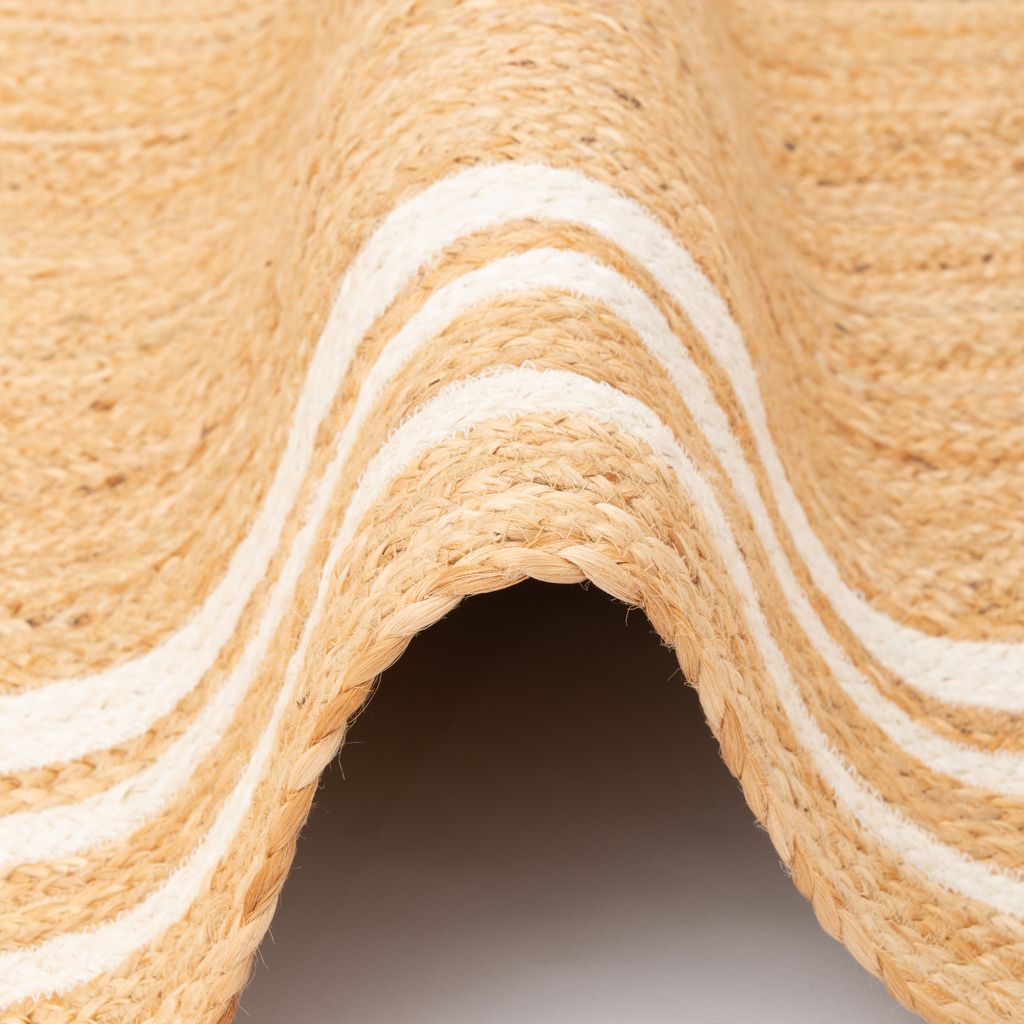 Naturfaser Teppich Handgefertigt Jute, Größe:200x300 cm, Design:Bordüre Creme