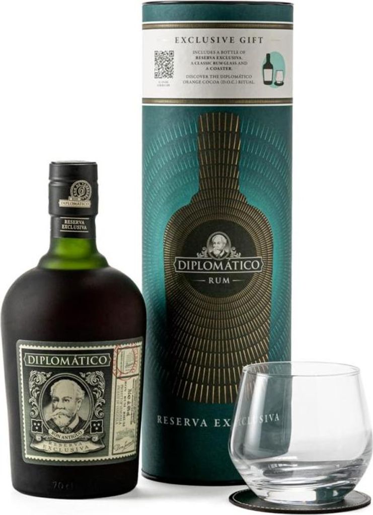 Rum Diplomatico Rva Esclusiva Kanister Untersetzer Leder und Glas Rum Venezuela 70,00 cl 40,0 %