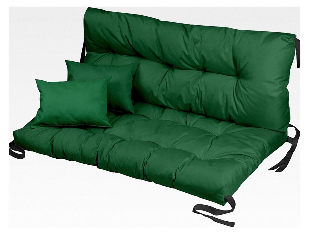 Auflage für Hollywoodschaukel 120x80x50 mit 2 Kissen, Gartenbankauflage, Sitzkissen und Rückenkissen, Grün