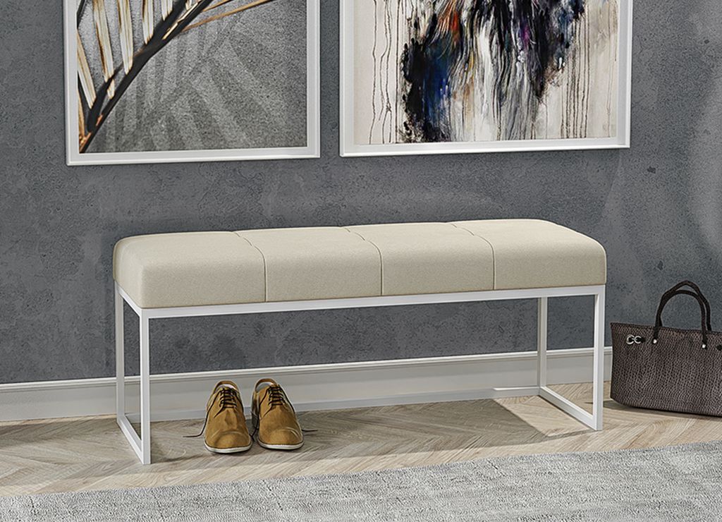 AX LIVING Sitz Bank Acciarolli 120 cm – Beige, weißes Metallgestell