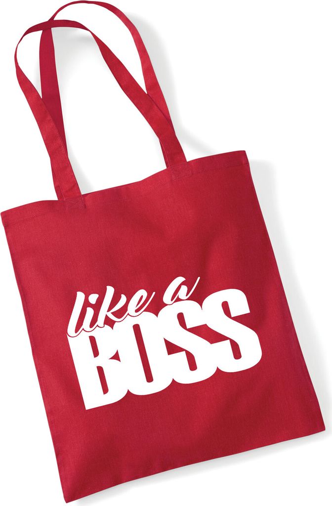 Huuraa Jutebeutel like a Boss Spruch 10 Liter Classic Red Baumwolle Tasche Geschenkidee