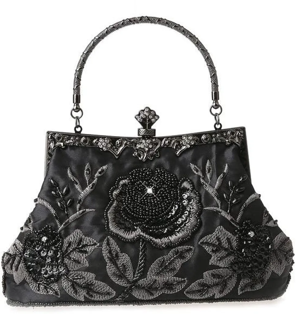 Sac pochette femme noir et strass brillant pour grande occasion