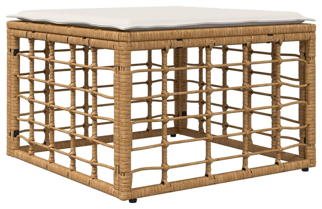 vidaXL Garten-Fußhocker Natur Poly-Rattan