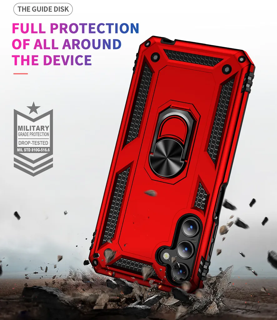 Cover Rossa Samsung Galaxy A15: Stile Rugged e Anello Multifunzione - 7