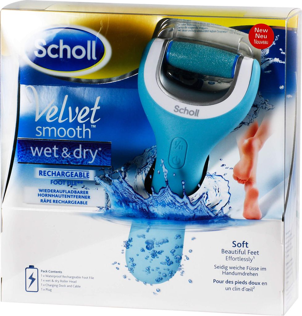 Scholl Velvet Smooth Wet & Dry Pedi, Niebieski, Wbudowany Zdjęcie produktu 