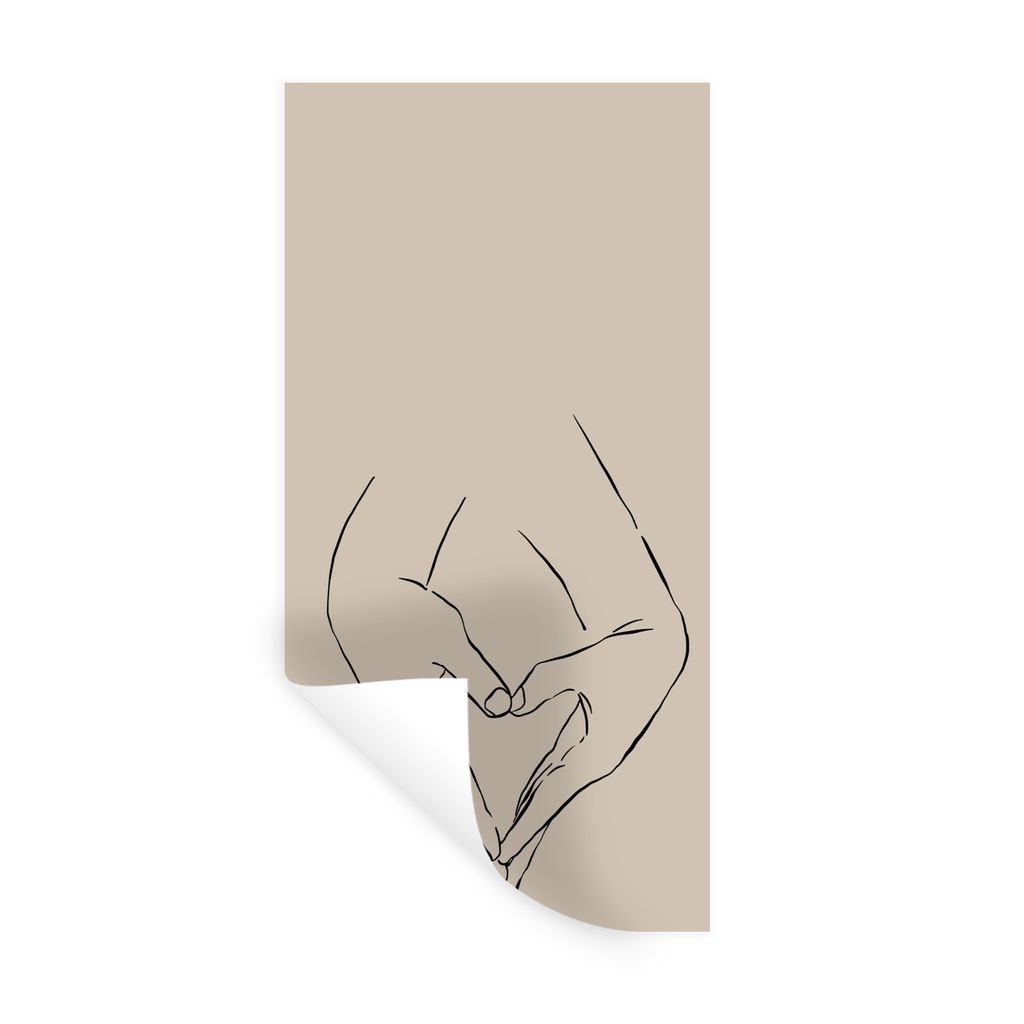 MuchoWow Wandtattoo Wandsticker Wandaufkleber Geschenk zum Valentinstag - Strichzeichnung - Hand 20x40 cm Selbstklebend und Repositionierbar - Se...